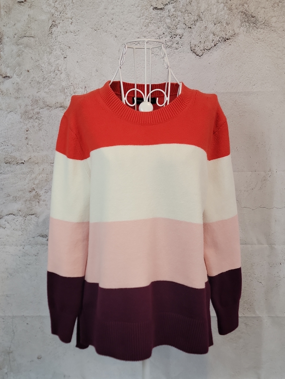 Banana Republic Striped Crewneck Sweater -orange, White, Pink, Purple Size M